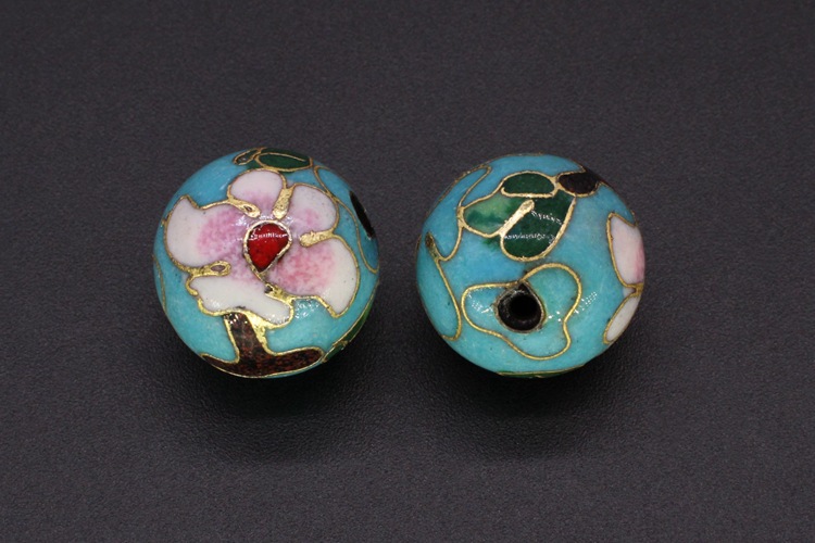 Traditional copper-based cloisonne enamel jewelry, prayer beads, chain accessories, Jingtai blue polished 12#, 14#, 16# round beads pic 32