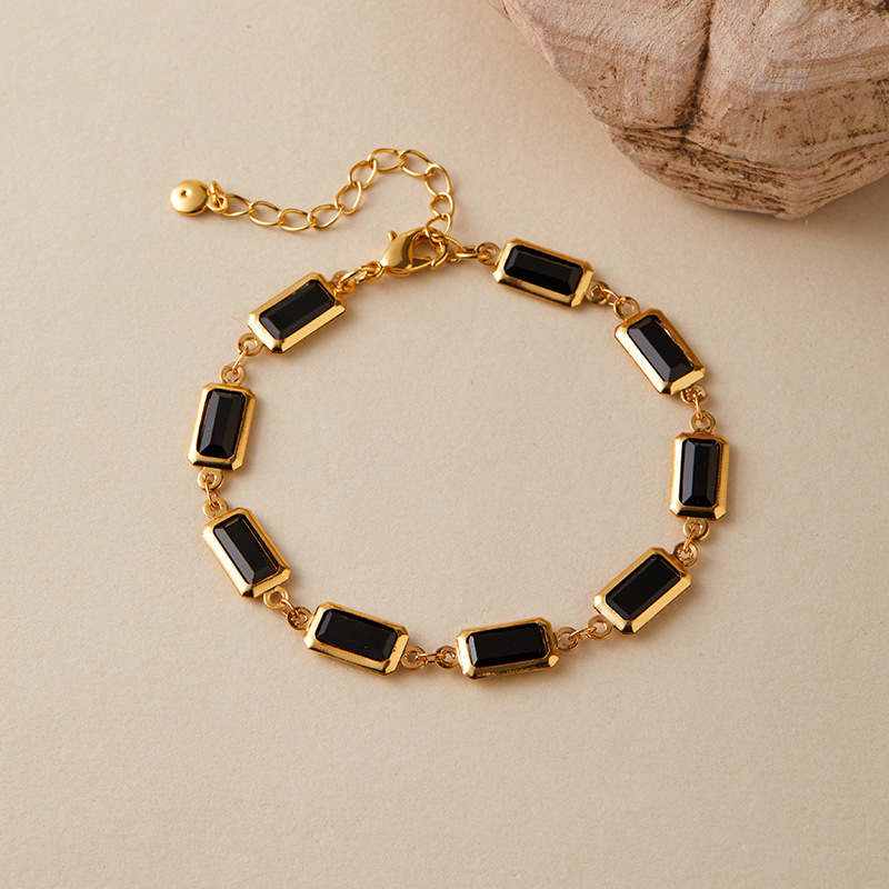 多巴胺手链跨境爱心设计小众几何水滴方形玻璃钻度假风小清新手饰详情38