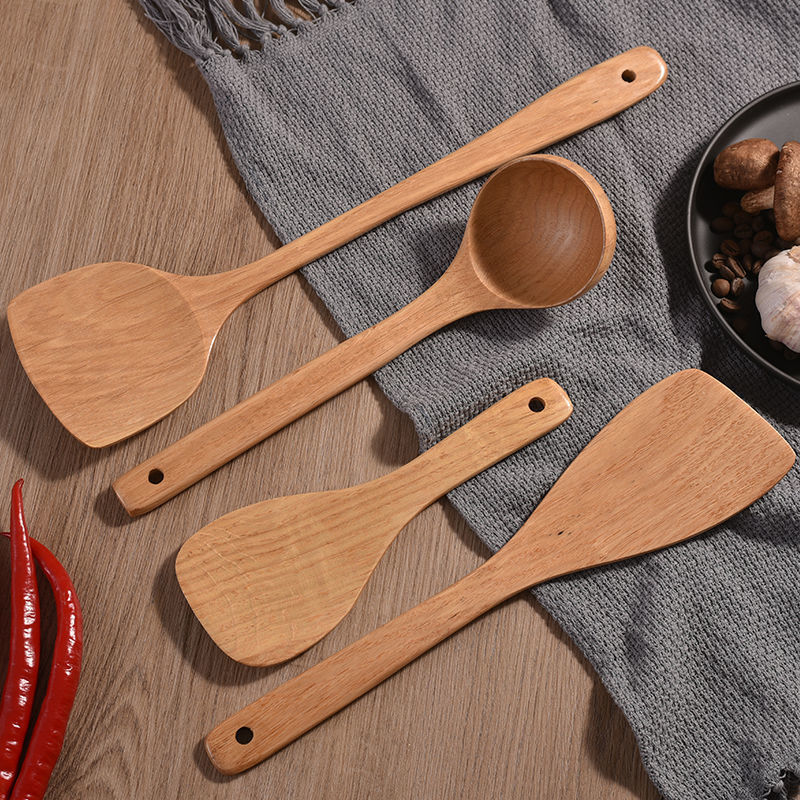 Wooden spatula, non-stick cooking spatula for household use, wooden kitchenware, anti-scalding and non-damaging to the pot, Komu long-handled spatula manufacturer pic 5