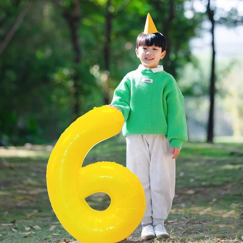 40寸黄色数字铝膜气球户外野餐宝宝周岁生日派对装饰布置拍照气球详情6
