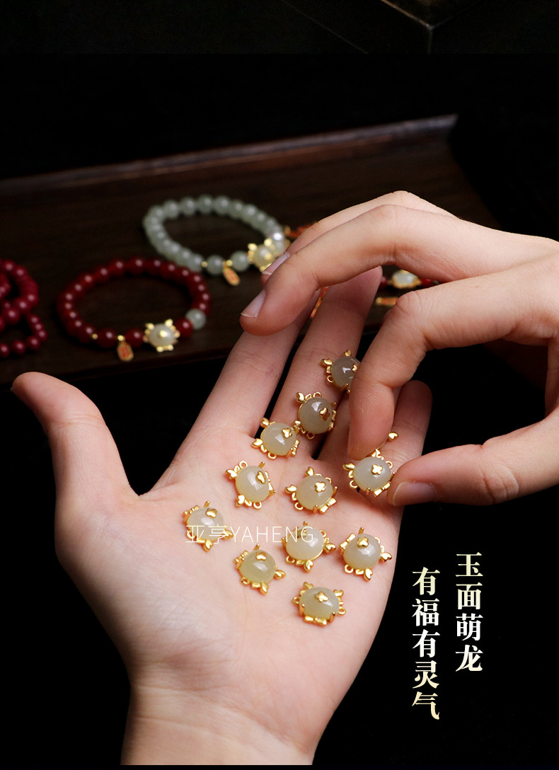 Ancient-style Dragon Year bracelet, natural and genuine Hetian jade cinnabar bracelet, wholesale of zodiac year purple gold sand cinnabar bracelet pic 3