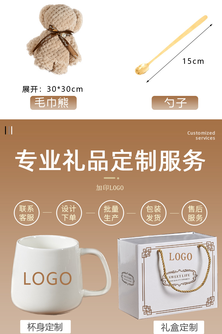 杯子定制伴手礼套装陶瓷水杯带盖礼品开业随手礼马克杯礼盒高颜值详情4