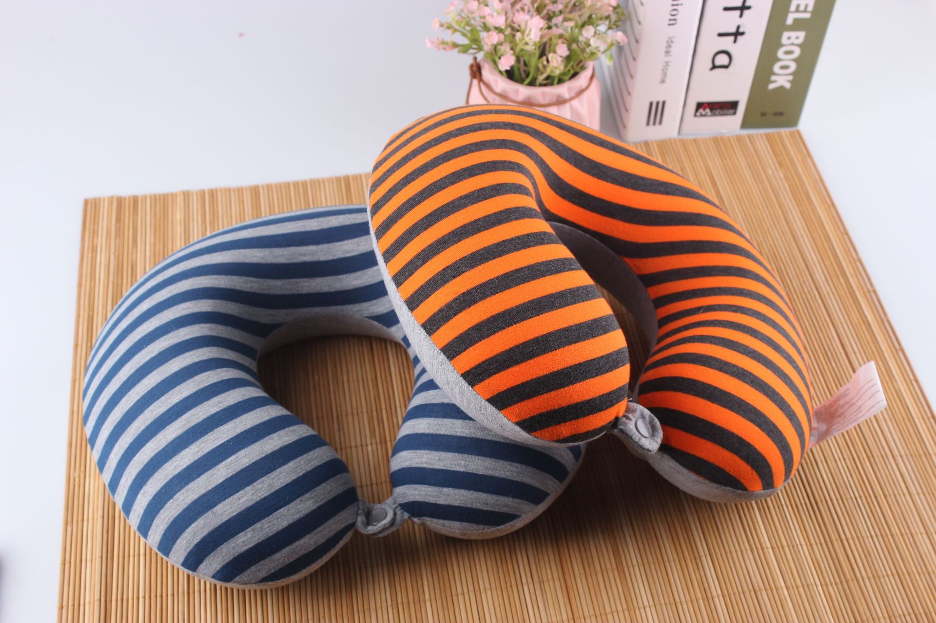 条纹新款U型枕慢回弹记忆棉托背颈枕旅行枕颈椎便携旅游家用枕详情16