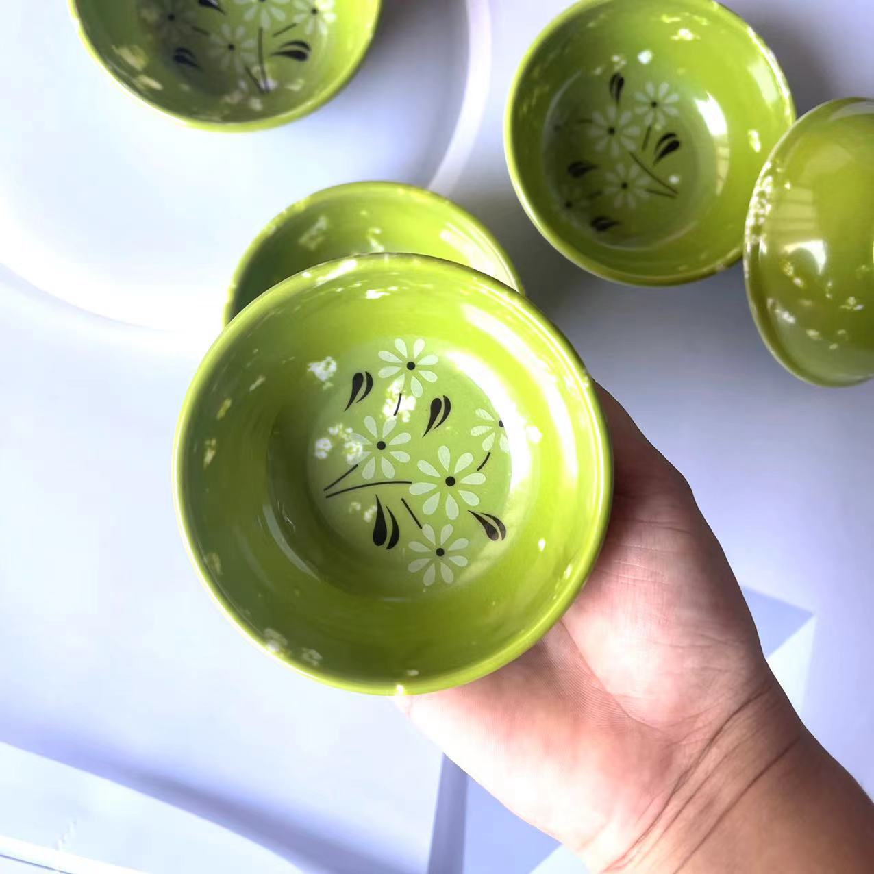 【 Zone 3-9 】201 Green Bowls 180/ box 720/ case T201 Green Bowls, one-yuan store tableware Melamine bowls, Melamine bowls, Green flower-patterned imitation porcelain bowls, green rice bowls pic 3