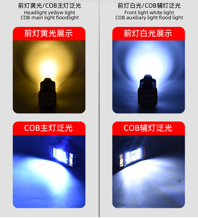 Cross-border solar high-intensity portable lamp, household emergency outdoor charging led flashlight, USB dual-source camping searchlight pic 7