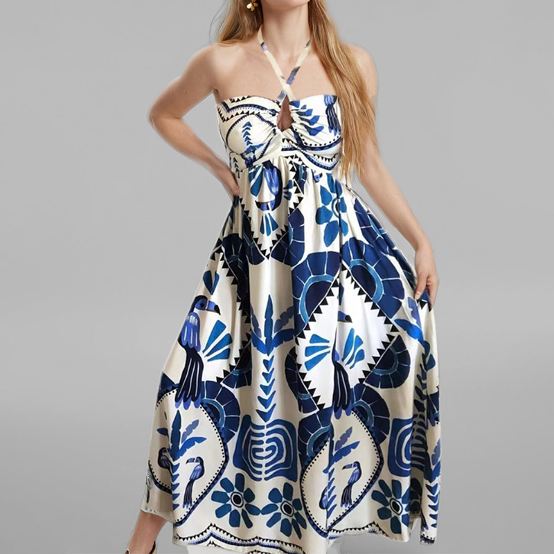 Hollow-out neck tie loose spring dress for women详情6