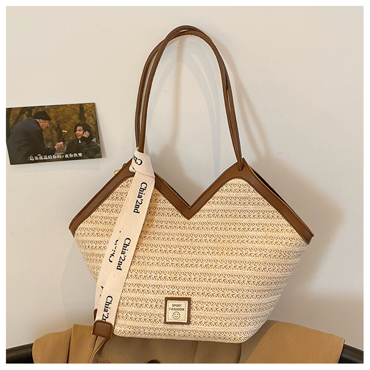 大容量托特包包女2025新款潮复古手提草编包百搭单肩编织包通勤包详情31