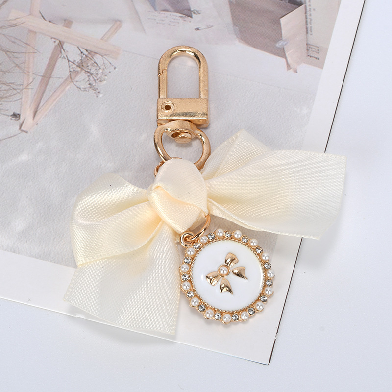 创意小香风蝴蝶结钥匙扣链 可爱女生包包挂件ins爱心珍珠挂饰礼物详情9