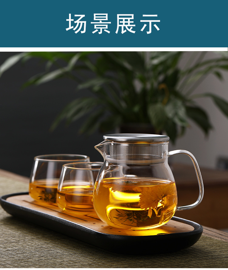 Japanese-style simple glass teapot with a filter screen, a household one-person drinking cold water kettle, and the water cup can be heated pic 11