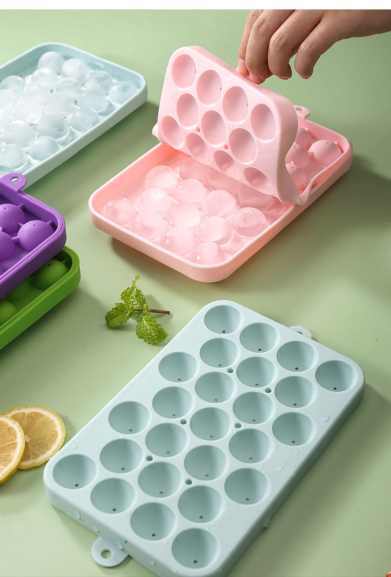 现货25格硅胶圆球冰格硅胶模具带盖水果冰块模具易脱模小圆冰球模详情10