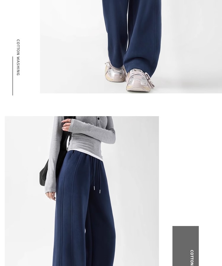柠檬黄色运动裤女春秋2025新款小个子窄版香蕉阔腿裤休闲直筒卫裤详情25