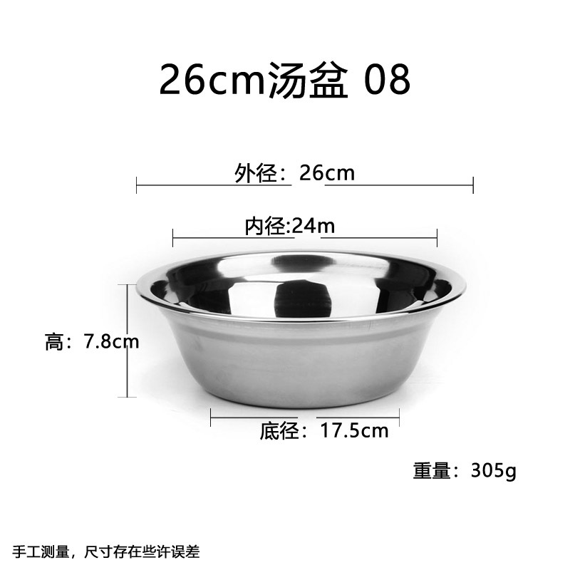 批发不锈钢盆不锈钢碗汤碗面碗汤盆食堂菜碗加厚菜盆不锈钢汤碗详情23