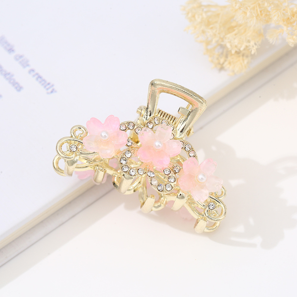 发夹夏季花朵抓夹女 可爱甜美合金半扎发小夹子小女孩鲨鱼夹批发详情11