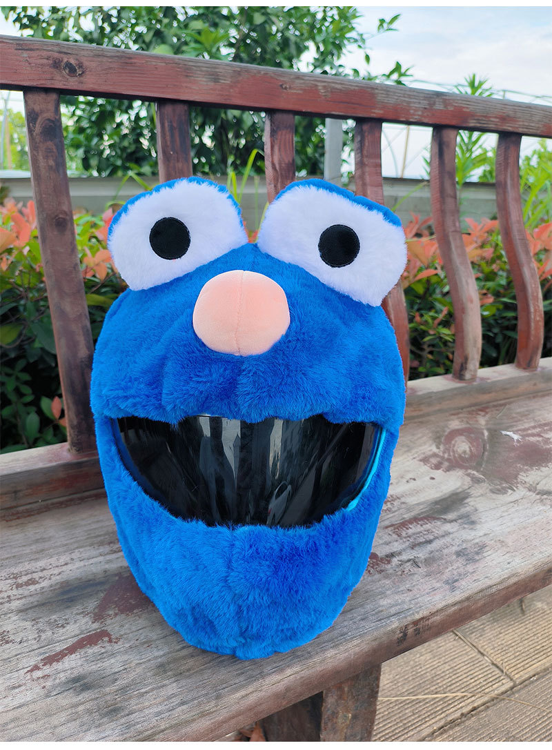 Helmet cap protective cover, big-eyed monster motorcycle, motorcycle, personalized cartoon plush head cover, frog riding, mask removal for warmth pic 22
