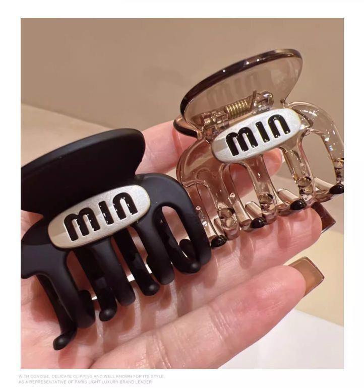 新款简约黑色茶咖色中号马尾抓夹方形半抓韩版蓬松银标发抓ins详情9