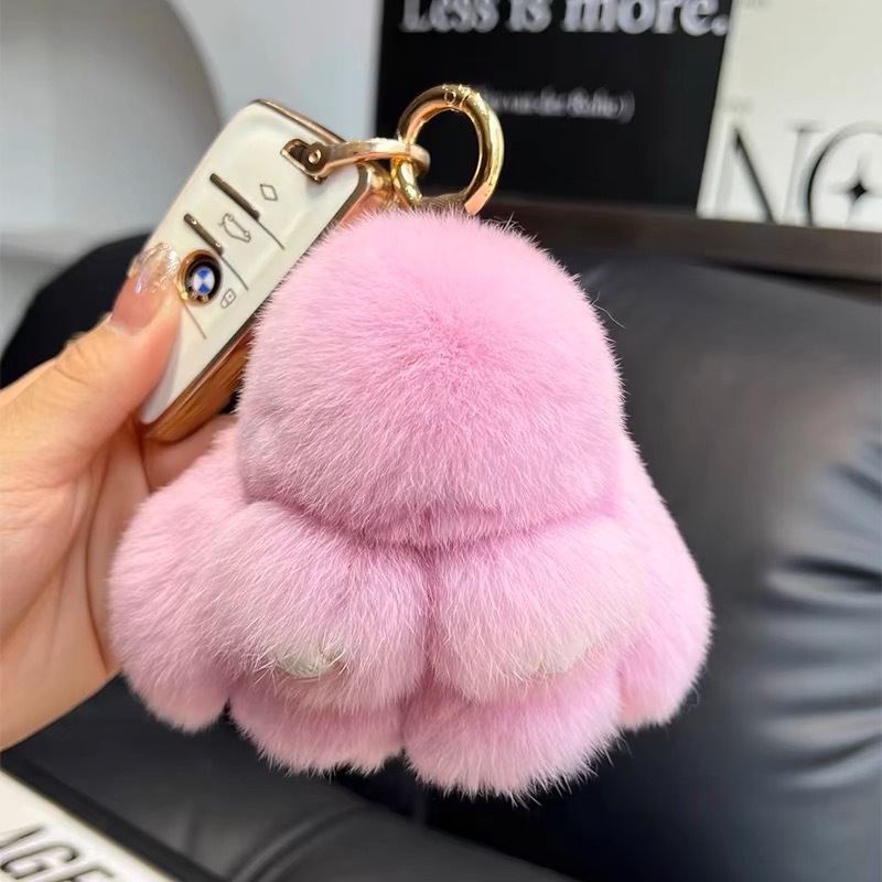 正版可爱獭兔毛公仔小兔子汽车钥匙扣挂件毛绒批货玩偶装死挂饰兔详情7