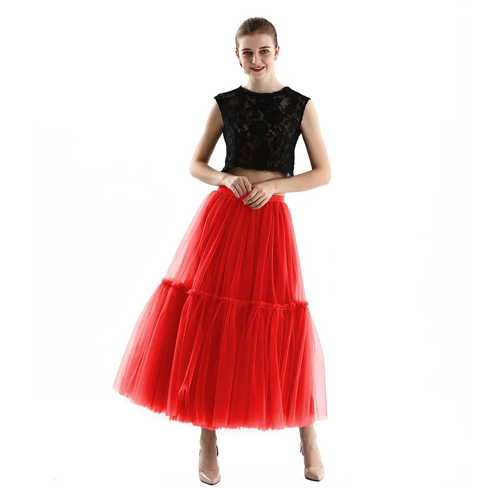 Long high-waisted ladylike dress for women in Spring, summer and autumn 2024, cake dress with pleated midskirt and large hem pic 13