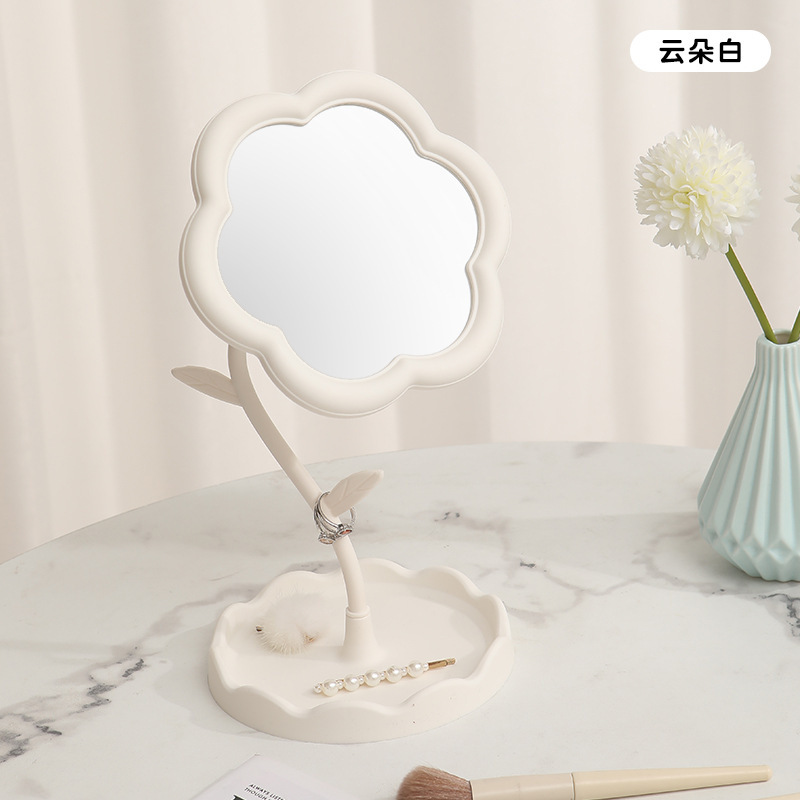 太阳花造型化妆镜学生桌面花朵美妆补妆镜少女梳妆台挂首饰公主镜详情23