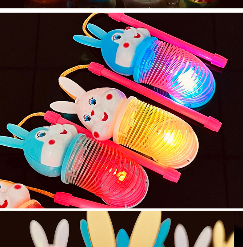 The 2023 Year of the Rabbit hand-held lantern rainbow ring cartoon rabbit luminous elastic rainbow ring spring ring toy is selling well pic 18