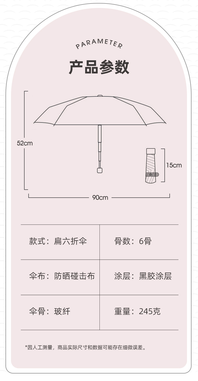 迷你防晒50＋防紫外线胶囊晴雨两用雨伞折叠伞高级感女太阳五折伞详情22