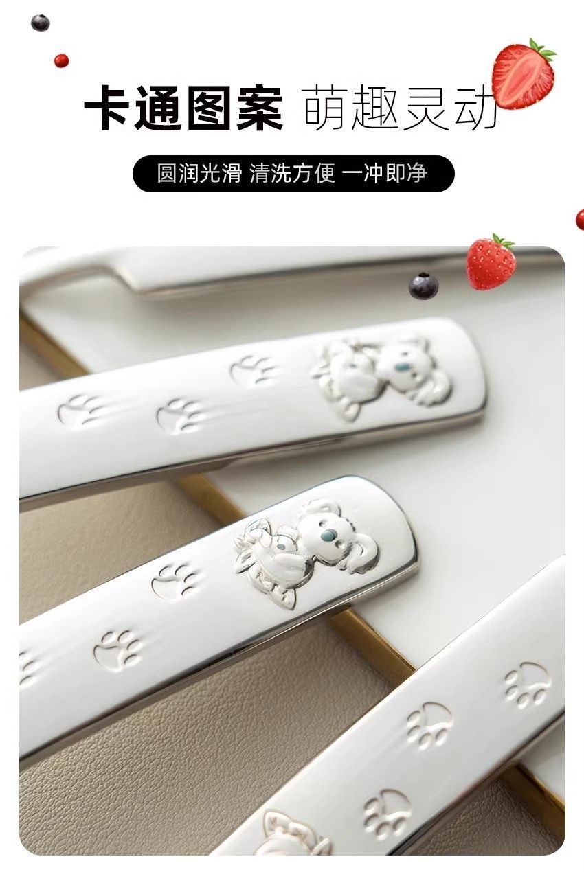 不锈钢勺子汤勺家用长柄勺创意西餐叉儿童学生汤匙圆勺详情4