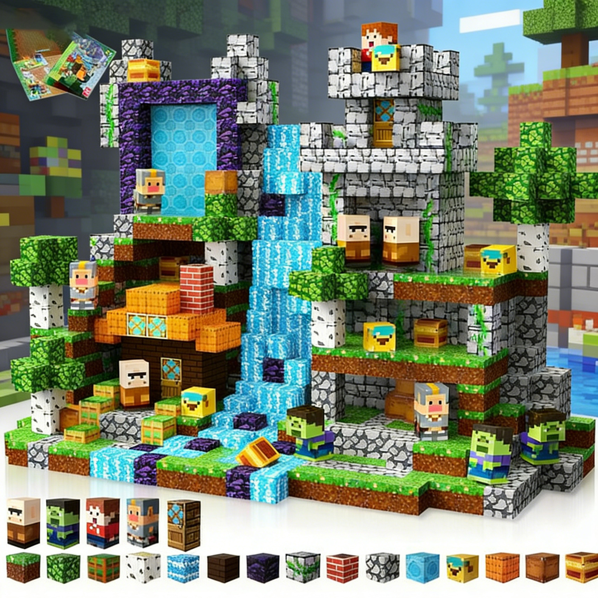 跨境我的磁力世界游戏场景磁吸拼装积木 磁力方块积木搭建玩具详情11