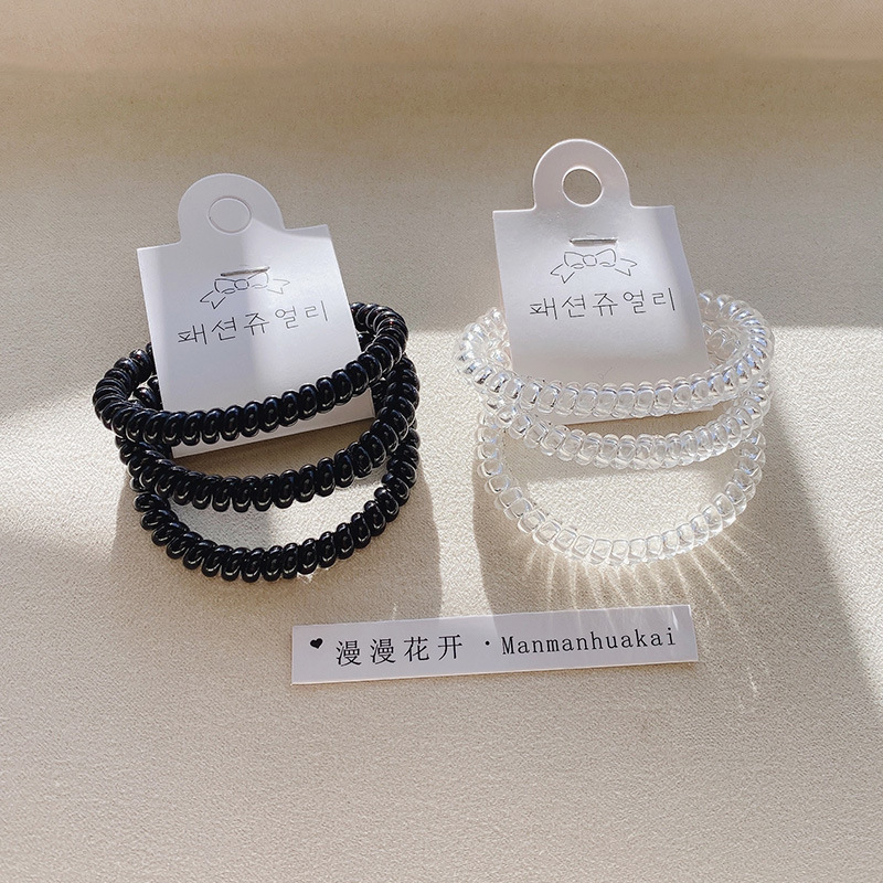 Three-piece set of transparent jelly telephone line hair band, simple and shiny candy, new Korean-style hair tie, fashionable and simple hair accessory pic 3