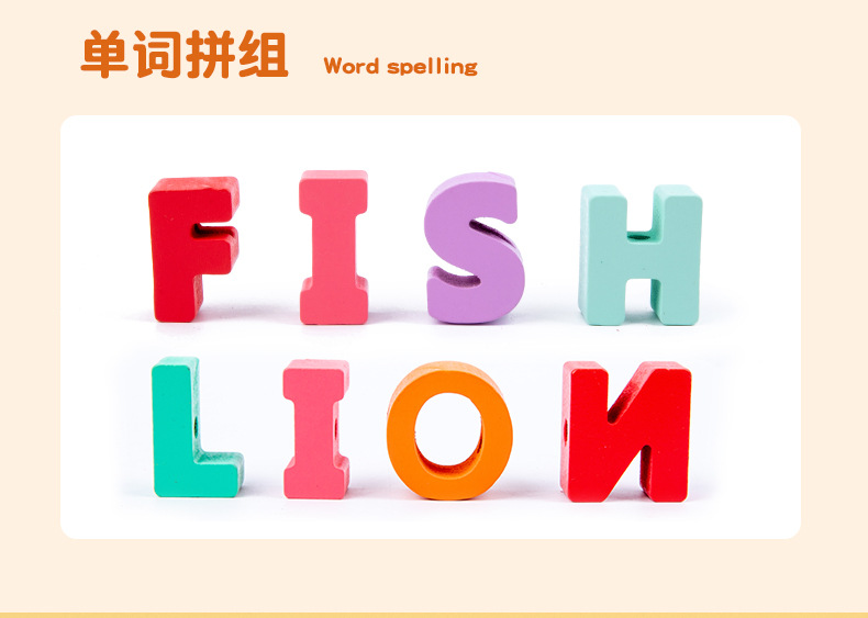 Factory direct supply of hand-eye coordination wooden beads, string play toys, wooden digital fruits, animal beads for early education pic 6