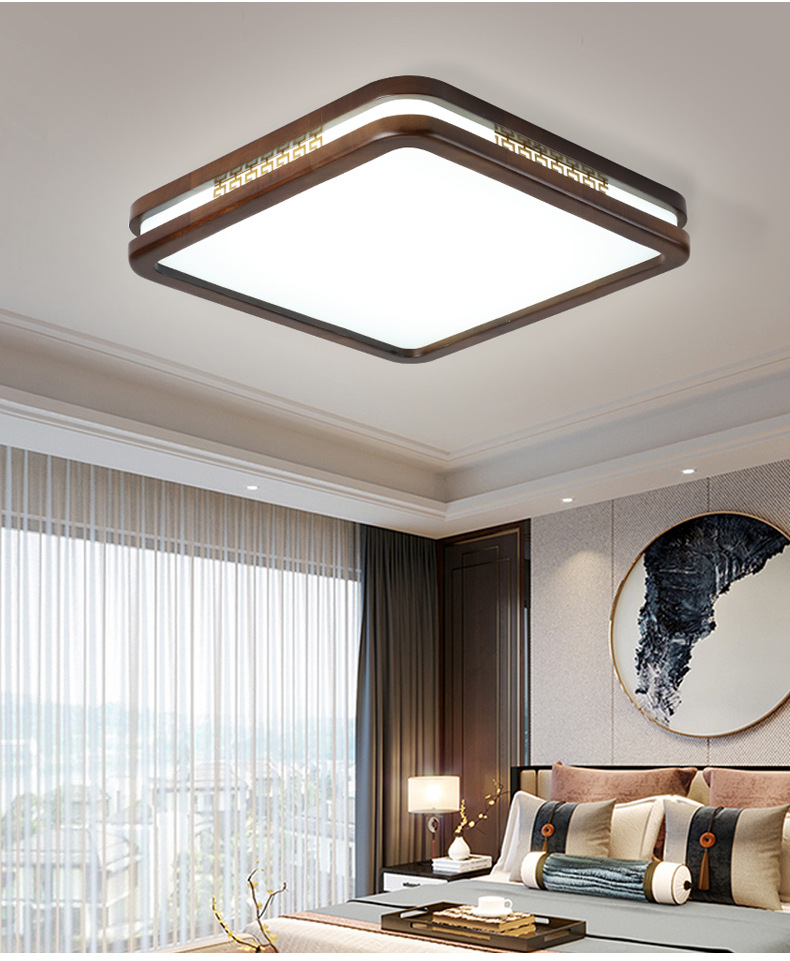 国潮吸顶灯客厅灯胡桃木色主灯现代实木餐厅灯具中国风禅意卧室详情8