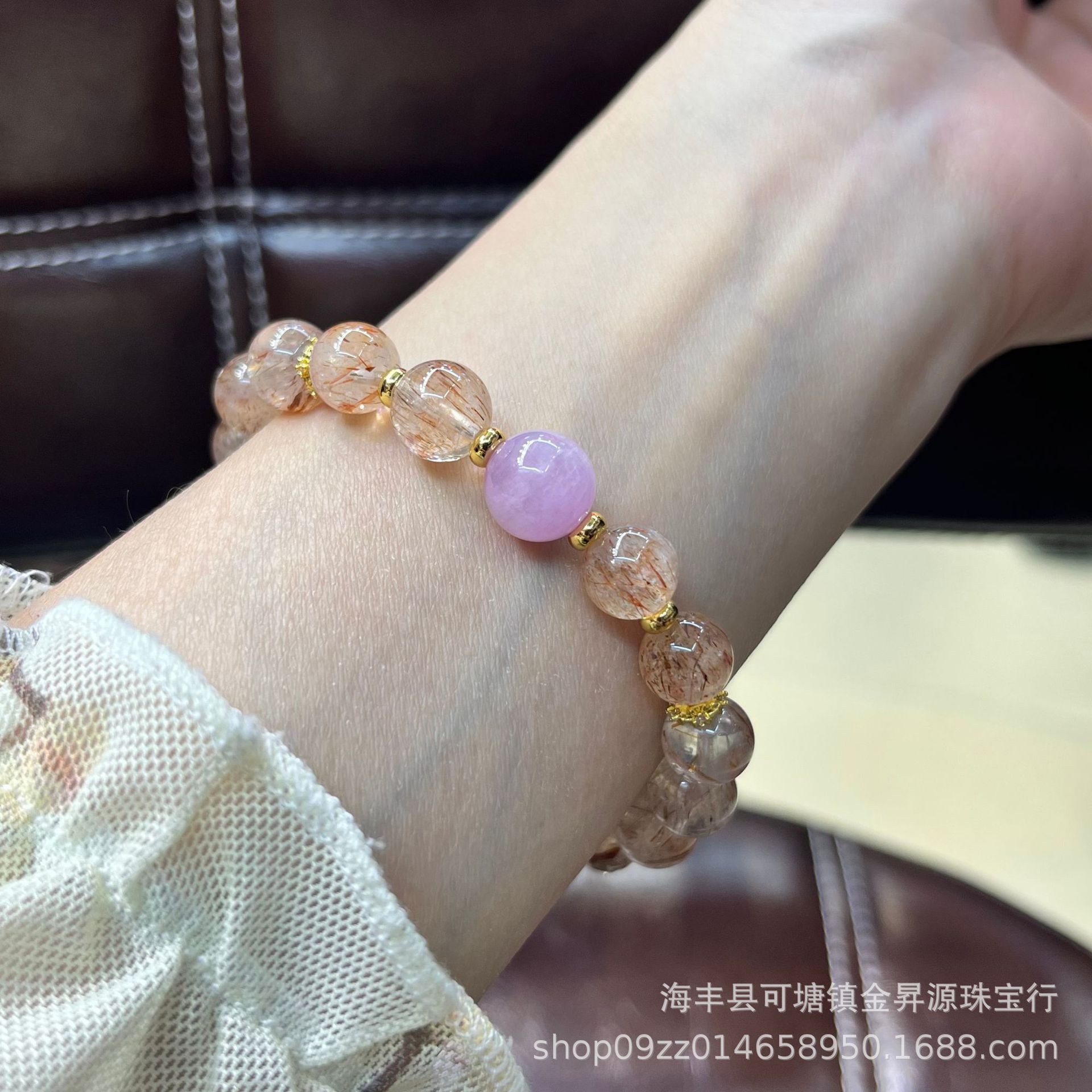 天然黑金超七圆珠手链搭紫锂辉单珠水晶手串时尚百搭厂家直销直播详情5