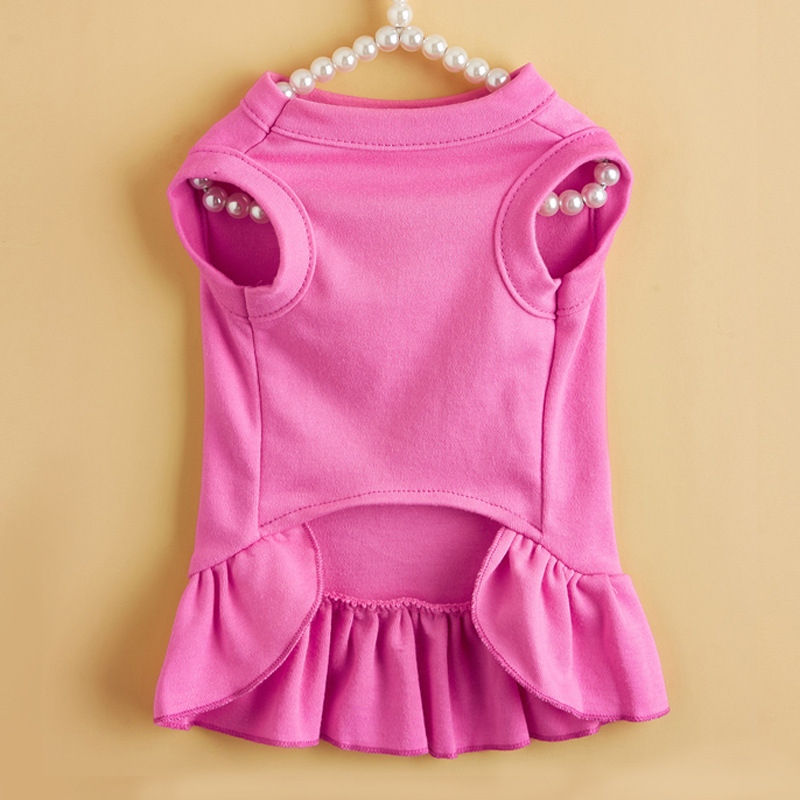 T breathable sleeveless cat and dog dress, new summer casual pet dress, Teddy solid color fashionable cat and dog pet clothing pic 8