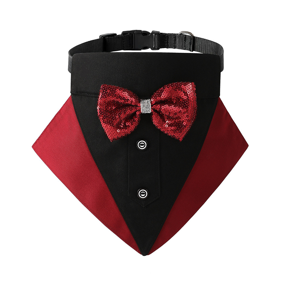 New wedding suit, pet saliva towel, dog collar, pet triangle towel, pet bow tie, wedding suit triangle towel pic 1