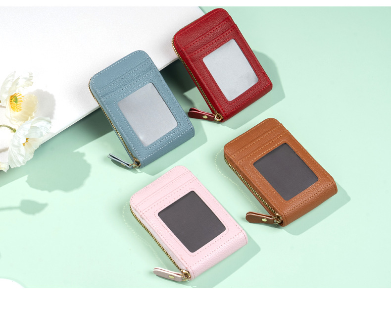 跨境现货风琴卡包 荔枝纹爆款零钱包卡套卡夹 大容量多卡位证件包详情8