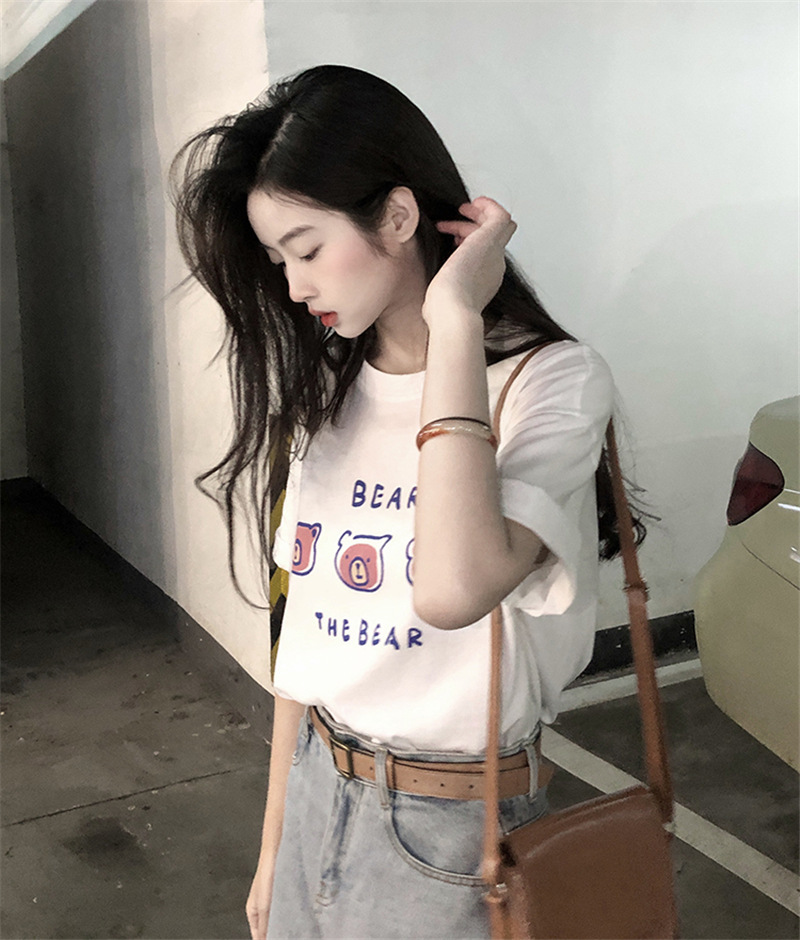 夏季新款短袖t恤女宽松韩版ins女装百搭卡通印花内搭半袖上衣详情12