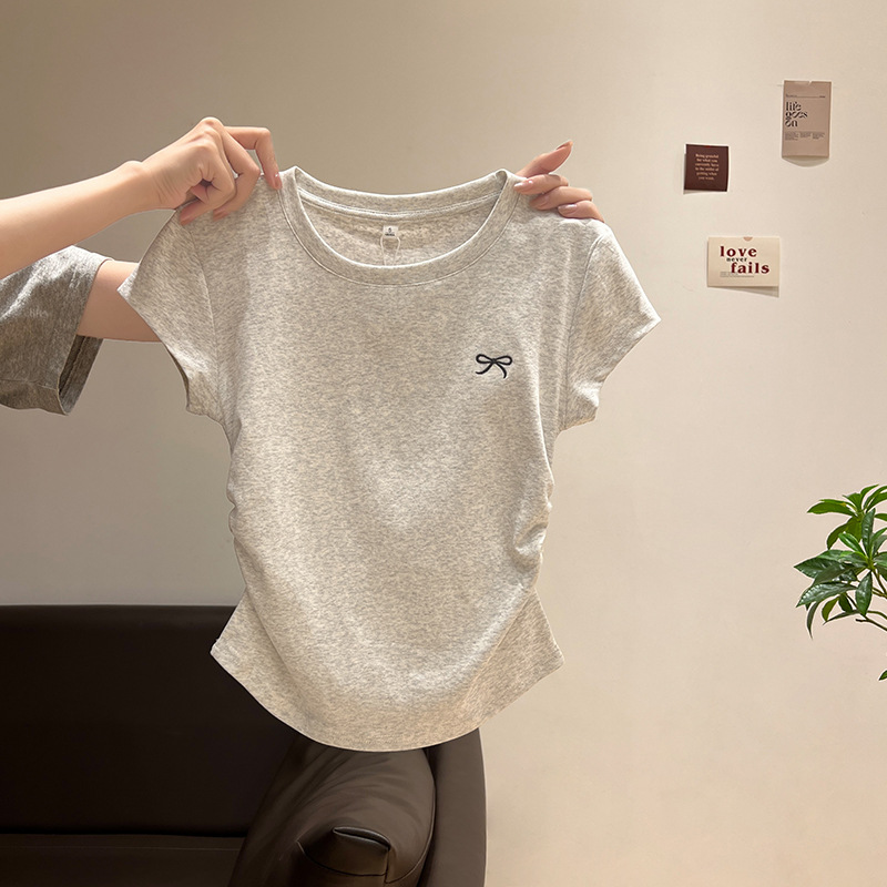 胖mm正肩短袖t恤女打底衫内搭2025薄款夏季白色修身显瘦简约上衣详情9
