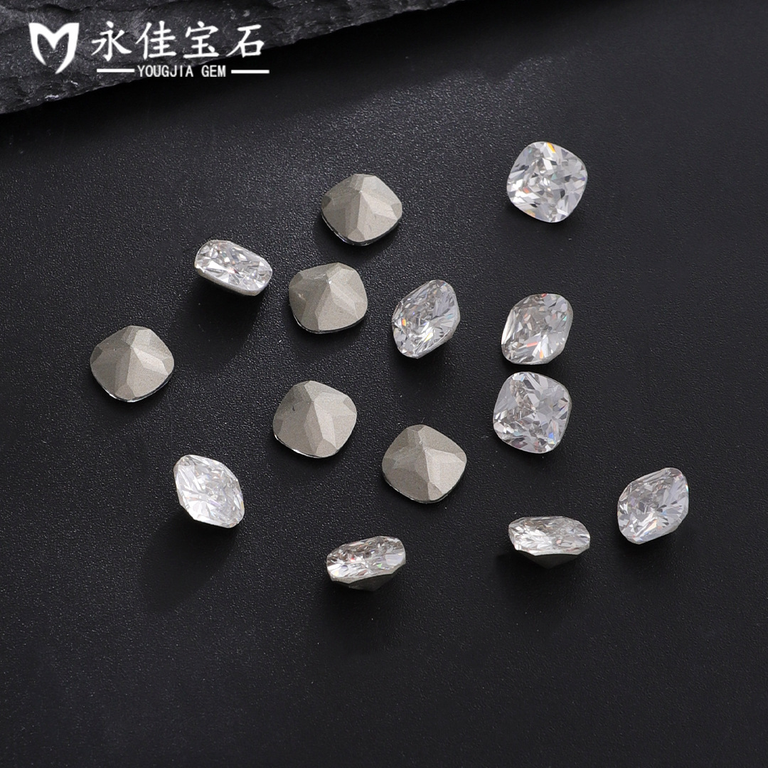 永佳宝石镀底锆石美甲钻饰爆闪白色肥方冰糖尖底异形饰品配件锆石详情5