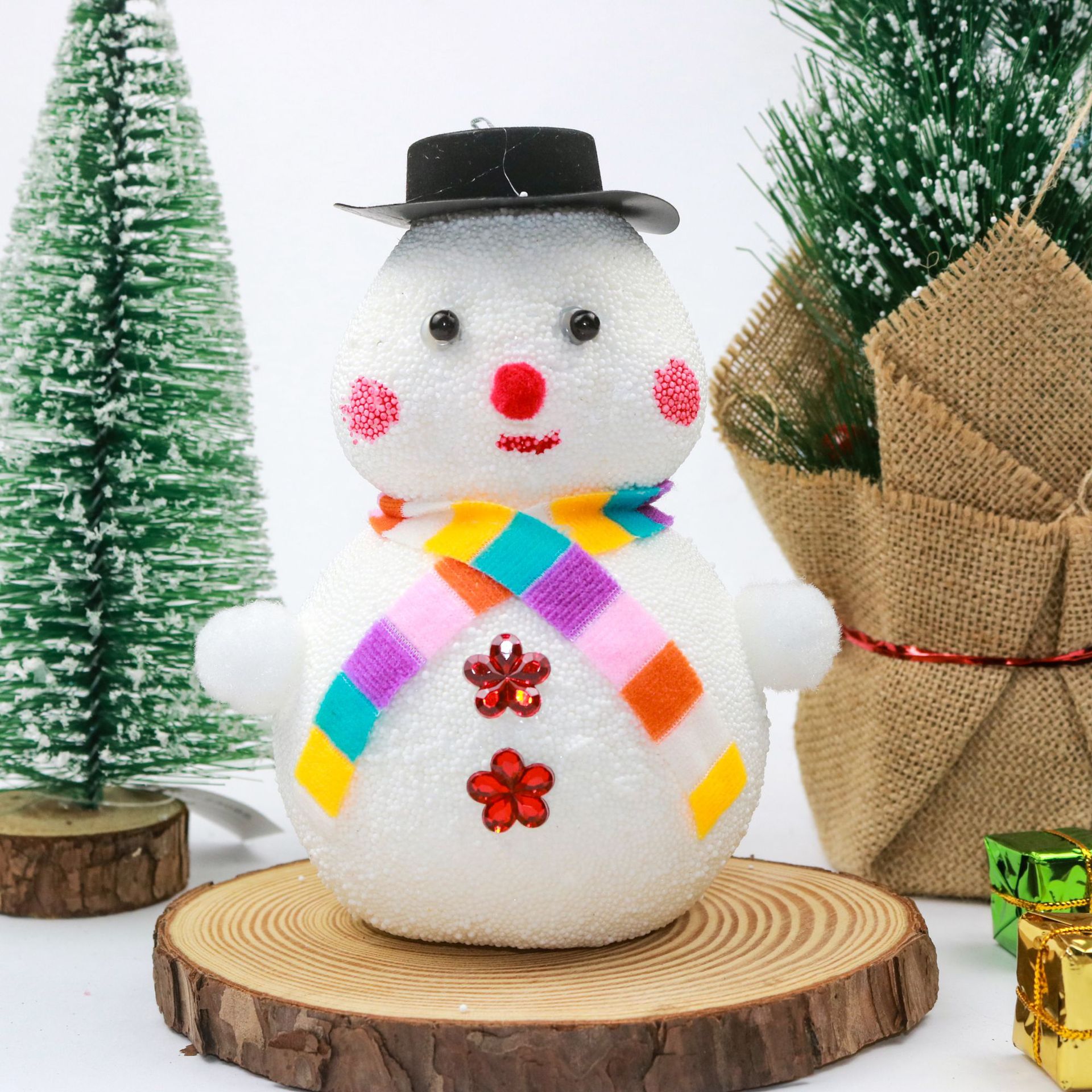 15x12cm Christmas foam snowman three-dimensional decorative item, scene, shopping mall, bar, Christmas hanging piece, one-piece set, festival supplies pic 4