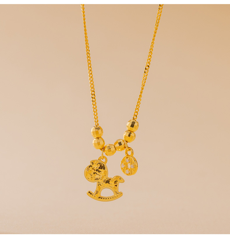 马上有钱~s925纯银碎冰冰木马项链女 招财小众高级时尚精致锁骨链详情5