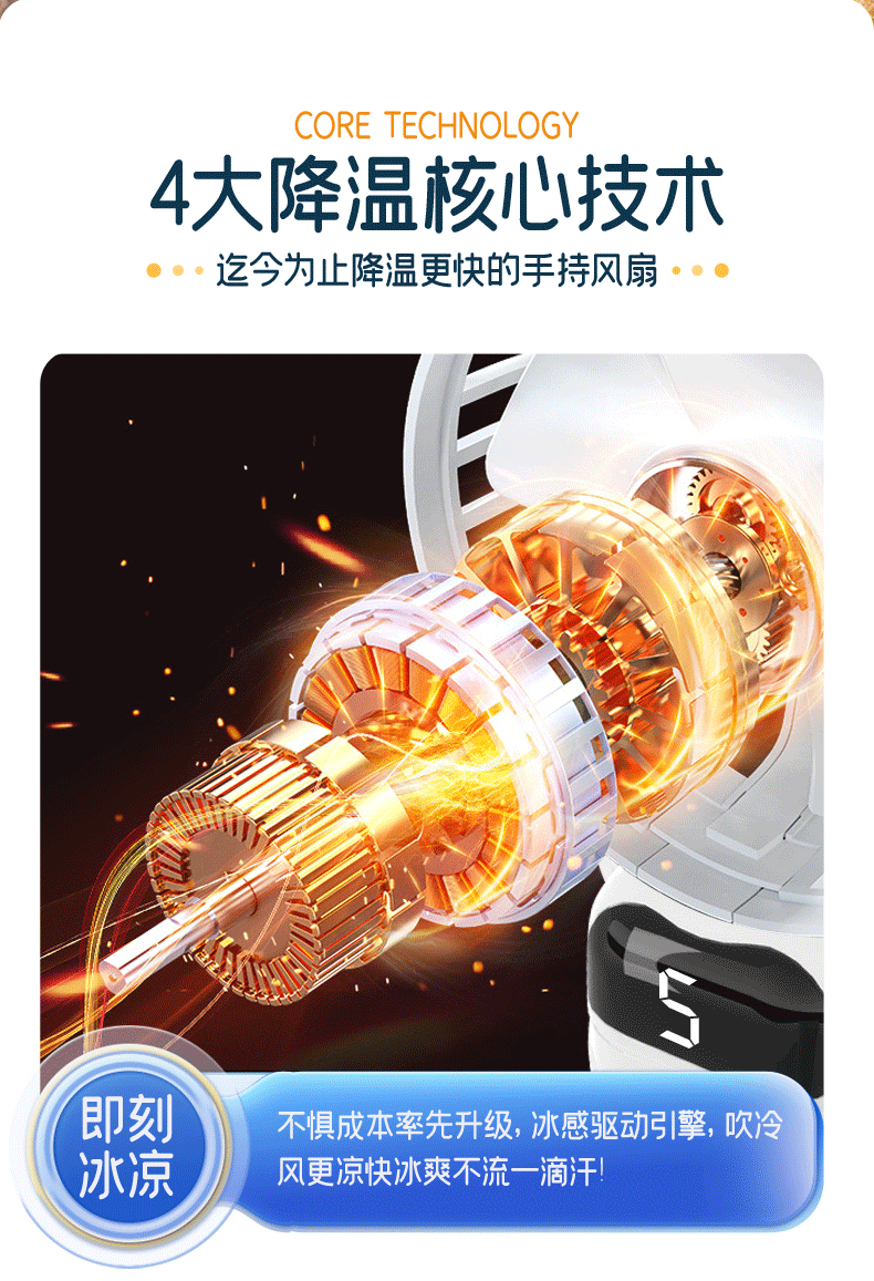 2024新款挂脖手持小风扇usb充电手持折叠风扇便携式数显手持风扇详情7