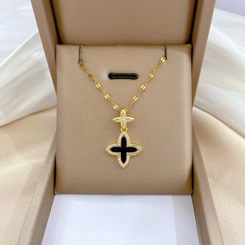 【钛钢】幸运项链女铜微镶真金电镀简洁Ins网红精致锁骨链脖链详情31