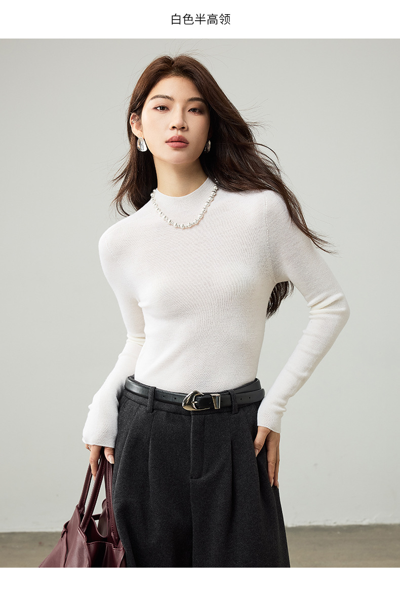 Luxury德国扬子纱岛精18针无缝100羊毛衫25秋冬针织高领打底衫女详情35