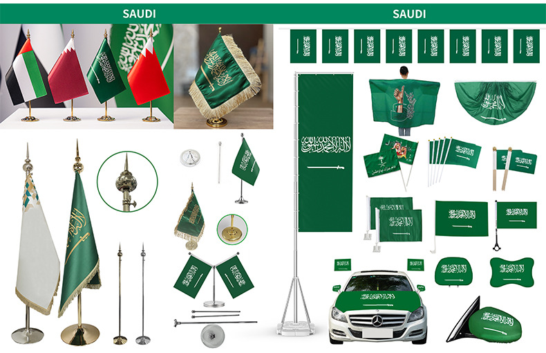 Cross-border Saudi Arabian flag hat, Saudi National Day party supplies, polyester high hat with digital printing customization pic 3