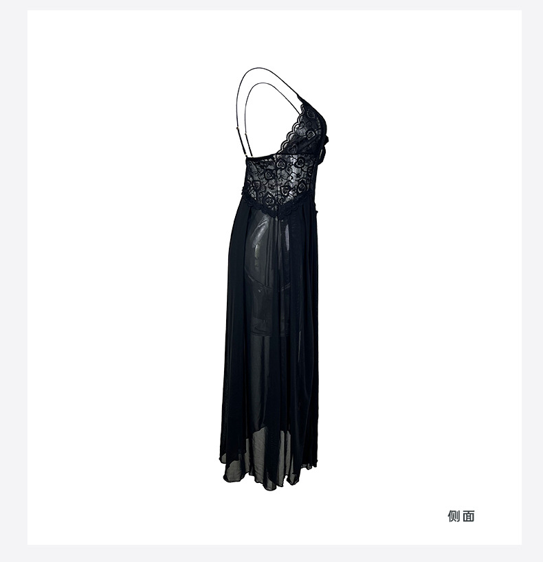 Feiyun Sexy Solid color Pure Desire Seductive pajamas Hot Mesh lace Passionate Seductive Lady halter nightdress 898 pic 7