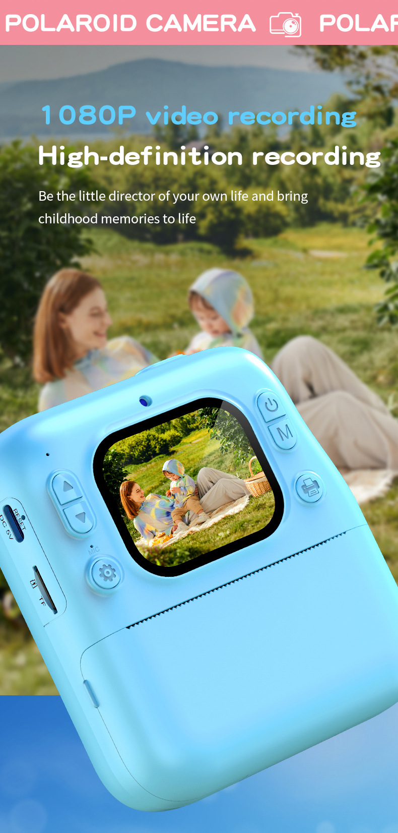 Y300拍立得便携式热敏打印相机可照相录像儿童玩具礼物即拍即出片详情7