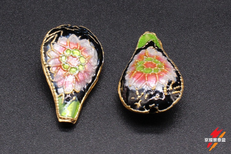 Traditional high-temperature enamel mechanism silver-blue ancient-style jewelry accessory, back cloud partition bead cloisonne 24*15 water drop pic 3