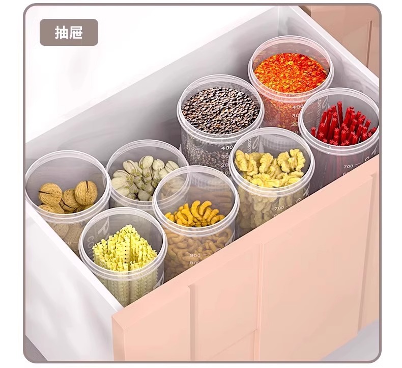 Plastic sealed cans for grains and cereals, kitchen storage, food-grade transparent cans and boxes, snack and dry tea storage cans pic 7
