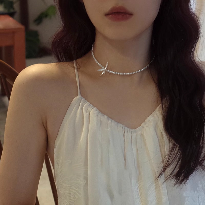 925 sterling silver Shijia Pearl Orchid Necklace for women, simple chocker, elegant and high-end, short necklace 7131A pic 8