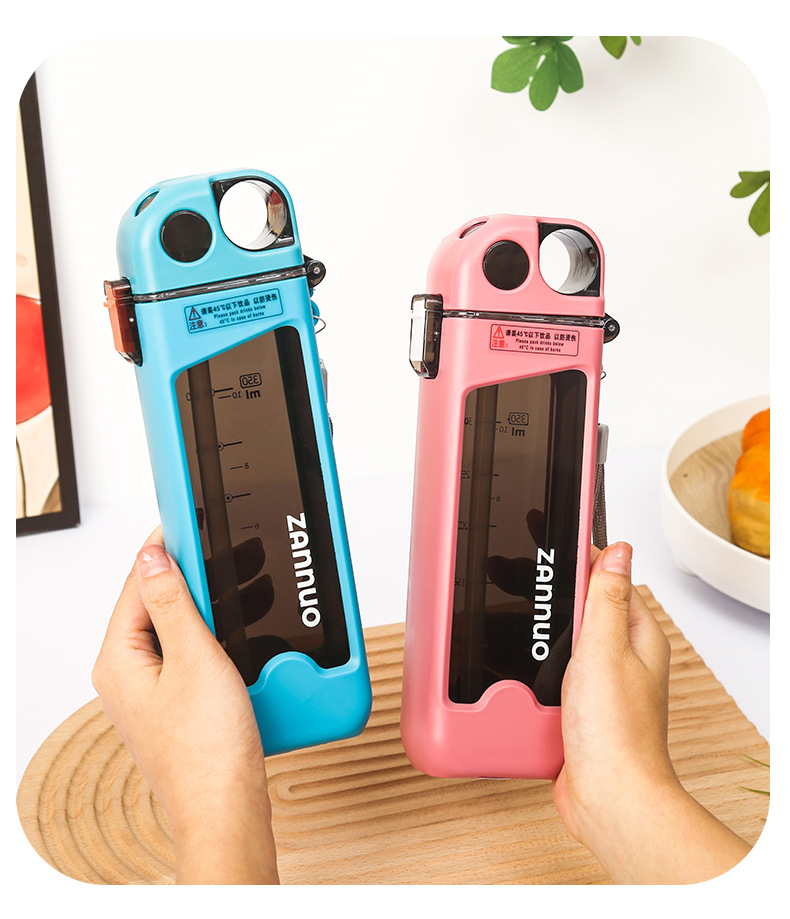 创意简约方形个性塑料杯 随手杯带盖潮流扁平设计 便携运动吸管杯 随手杯时尚便捷潮流款详情17