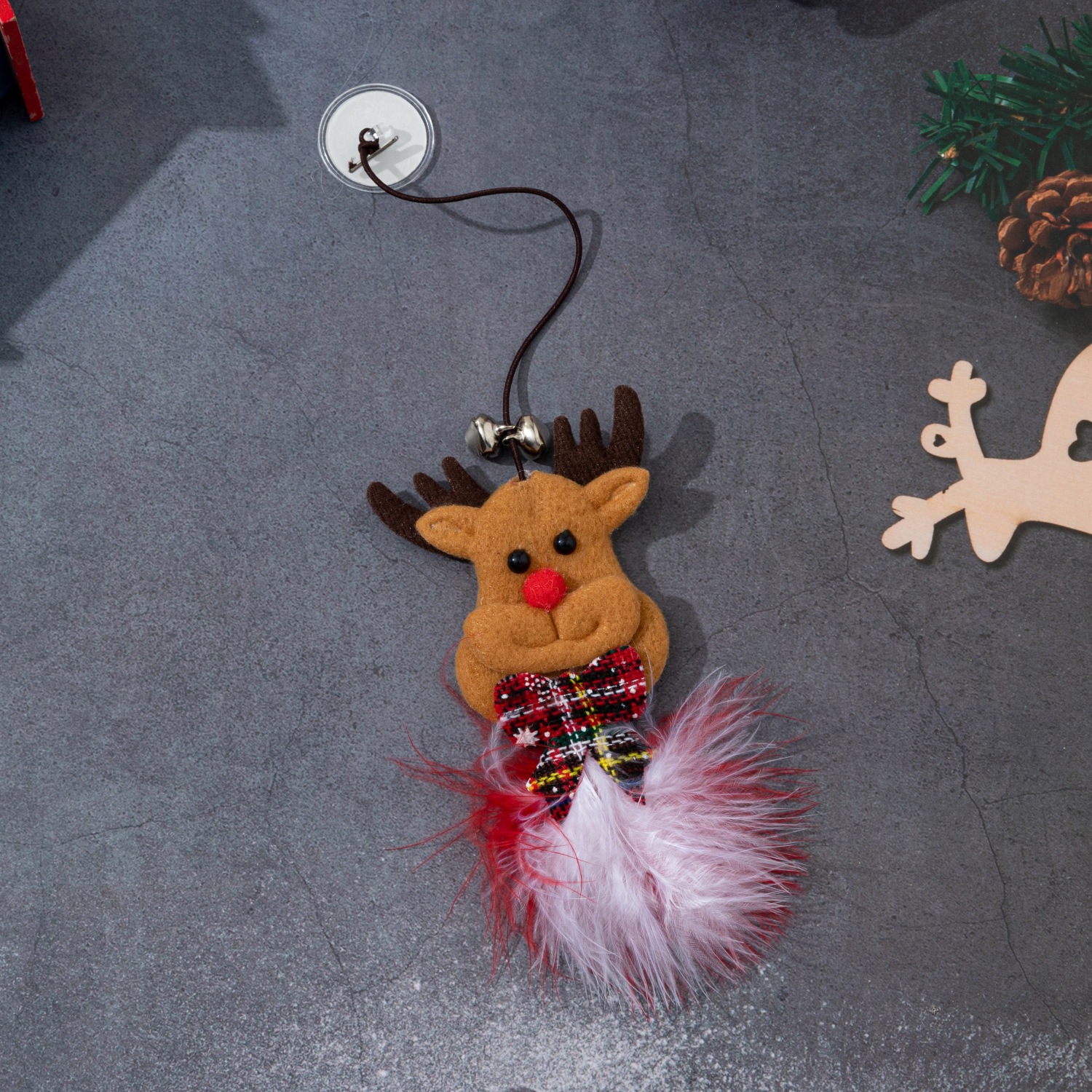 Temu新款圣诞猫玩具弹力绳逗猫棒圣诞雪人逗猫可爱风猫玩具厂家详情24