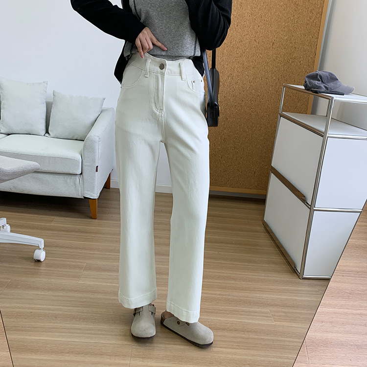 Slimming pants! Early spring light blue four-sided stretch straight-leg jeans for women 2025, high-waisted and petite 9-inch pants pic 32